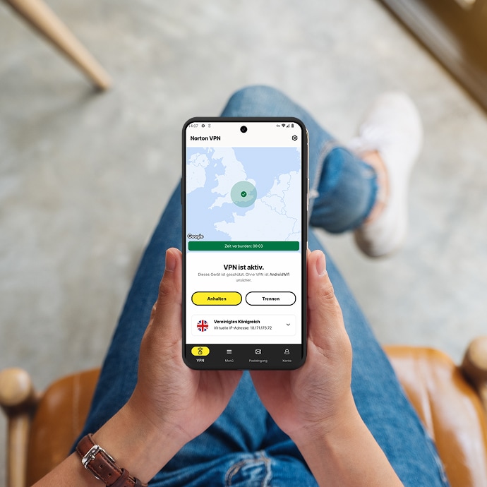 Handy mit dem Hinweis, dass das VPN aktiviert ist
